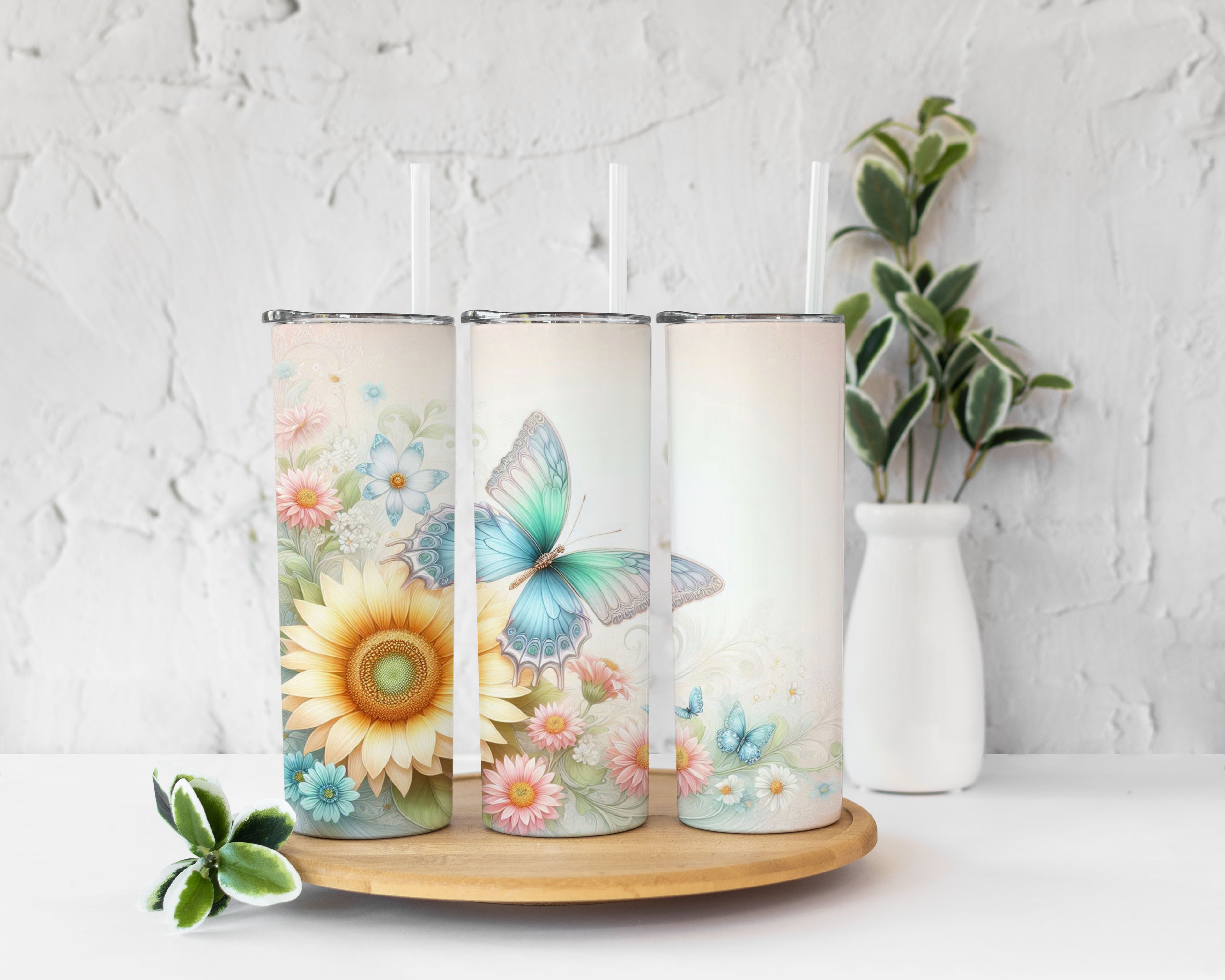 Sunflower and Butterfly Tumbler Cup 20oz