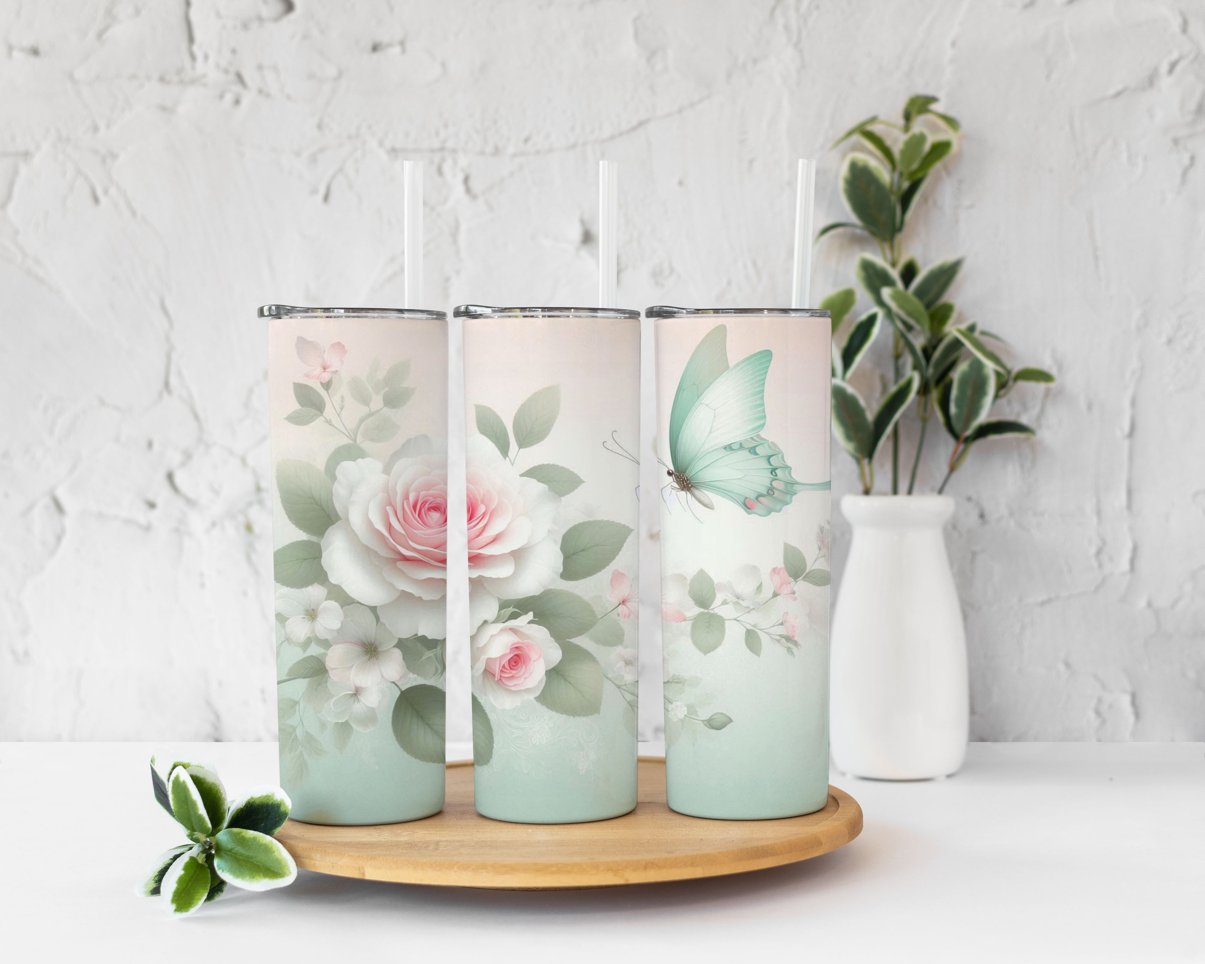 Rose and Butterfly Tumbler Cup 20oz