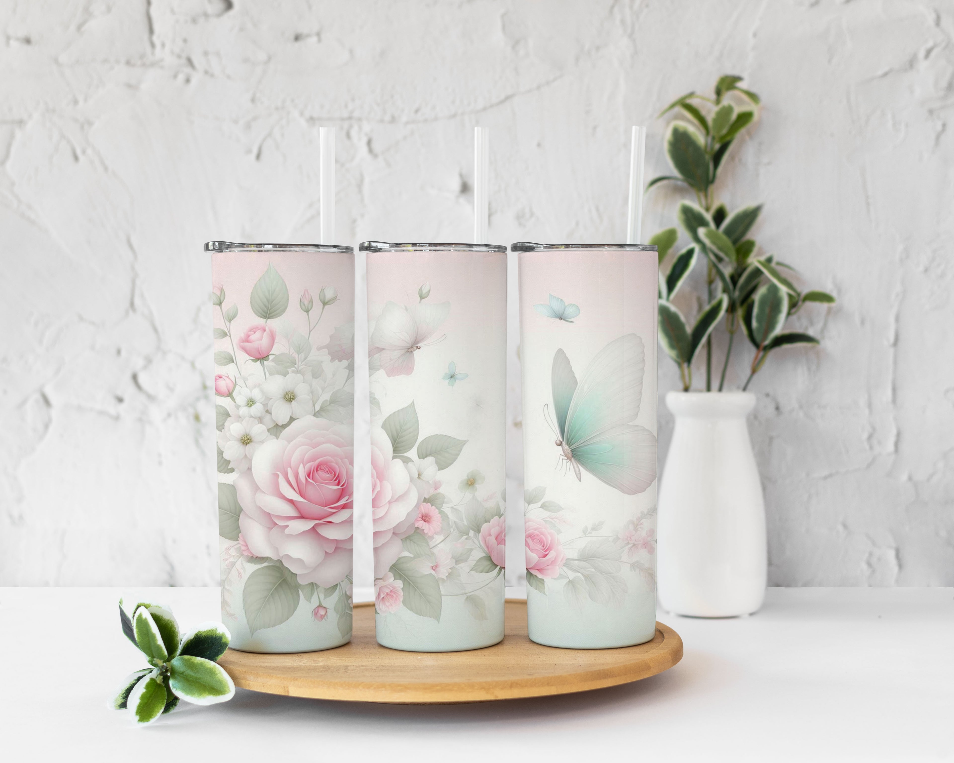 Rose and Butterfly Tumbler Cup 20oz